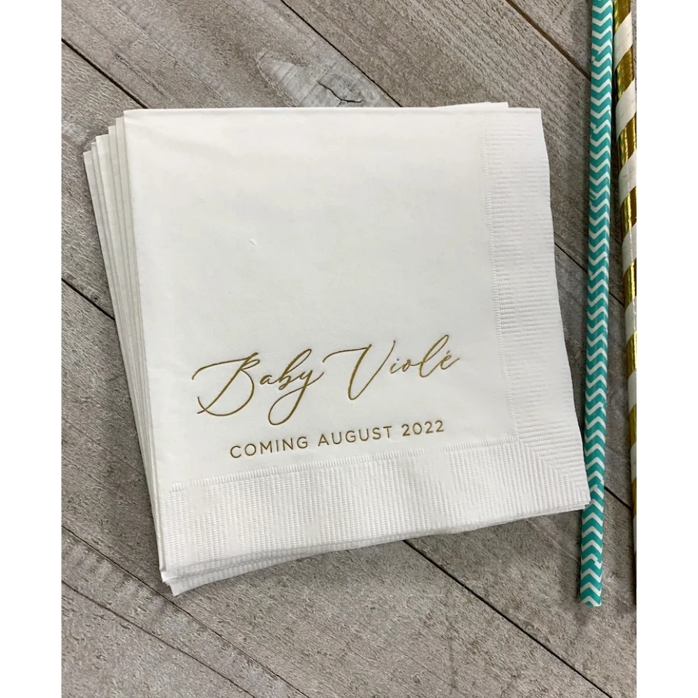 

50Pcs Personalized Wedding Cocktail Napkins Baby Shower Naming Custom Monogram Rehearsal Dinner, Anniversary Party Luncheon Napk