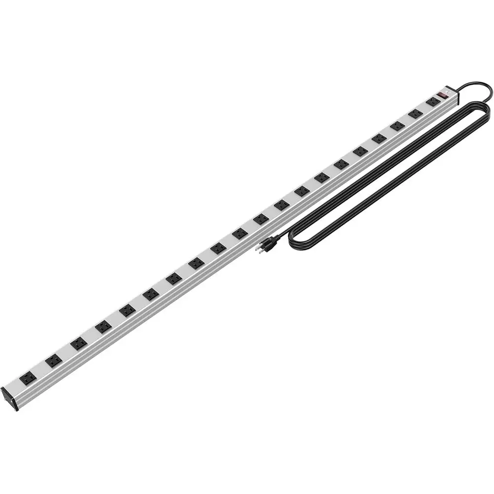 

20 Outlet Heavy Duty Metal Socket Power Strip,15-oot Long Extension Cord with Circuit Breaker. Mounting Brackets Included,Worksh