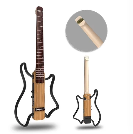 Silent Portable Acoustic Guitar with Detachable Headphone Jack & Ebony Fingerboard Maple Back/Side for Beginners