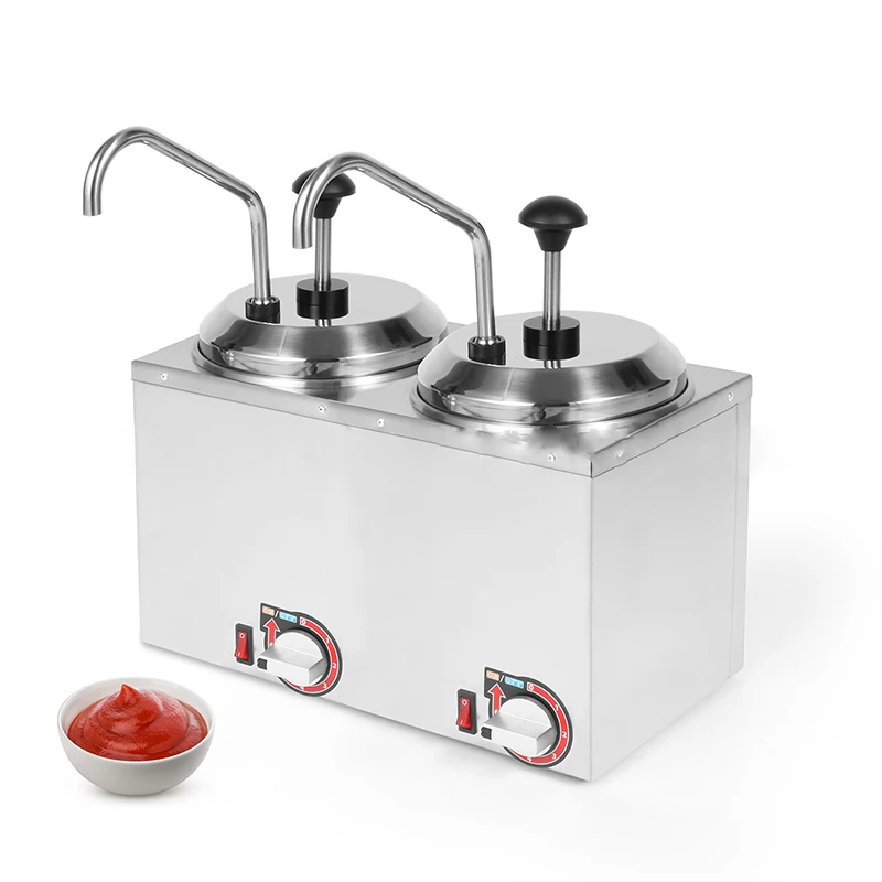 2.5L*2 Double Tank Chocolate Cheese Jams Warmer Dispenser Machine Commercial Sauce Warmer Machine Sauce Dispenser With Pump