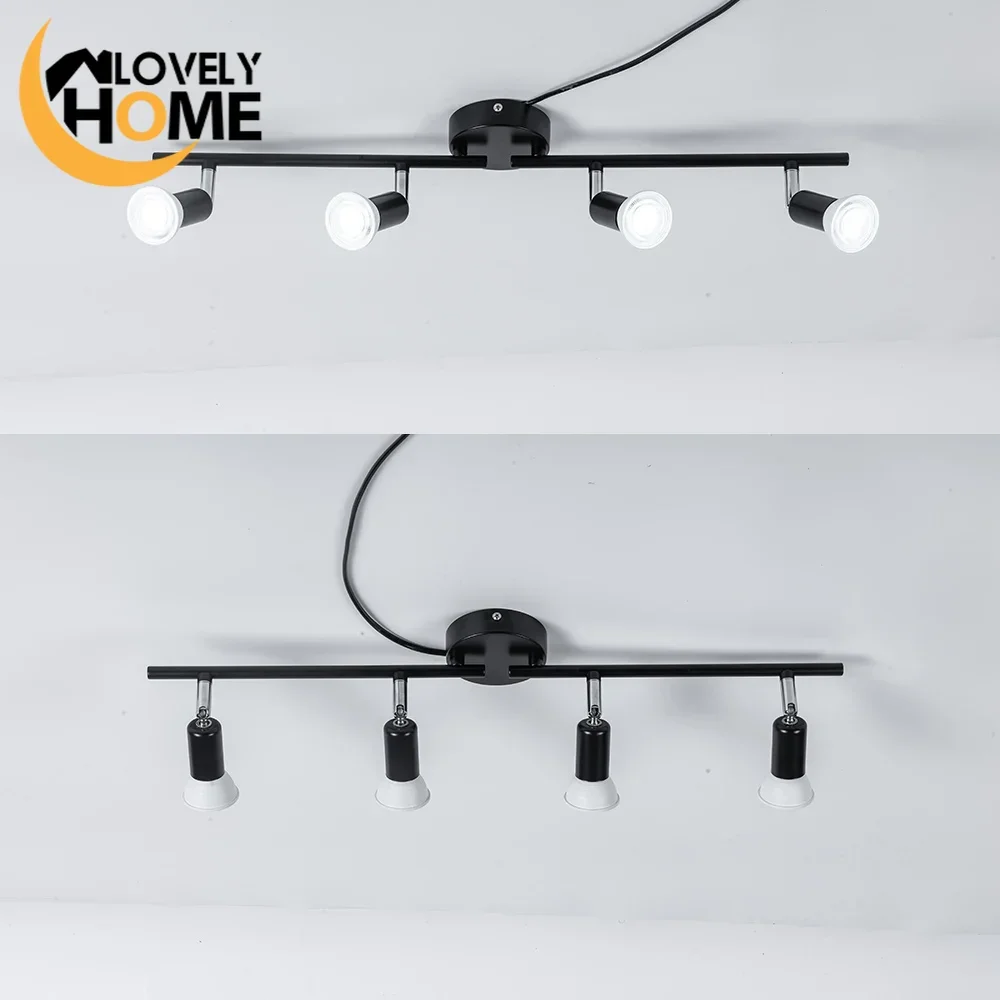 Led Ceiling Light with 1/2/3/4 Head GU10 for Exhibition Hall Dinner Room Kitchen Backgrounp Picture Decor Lighting