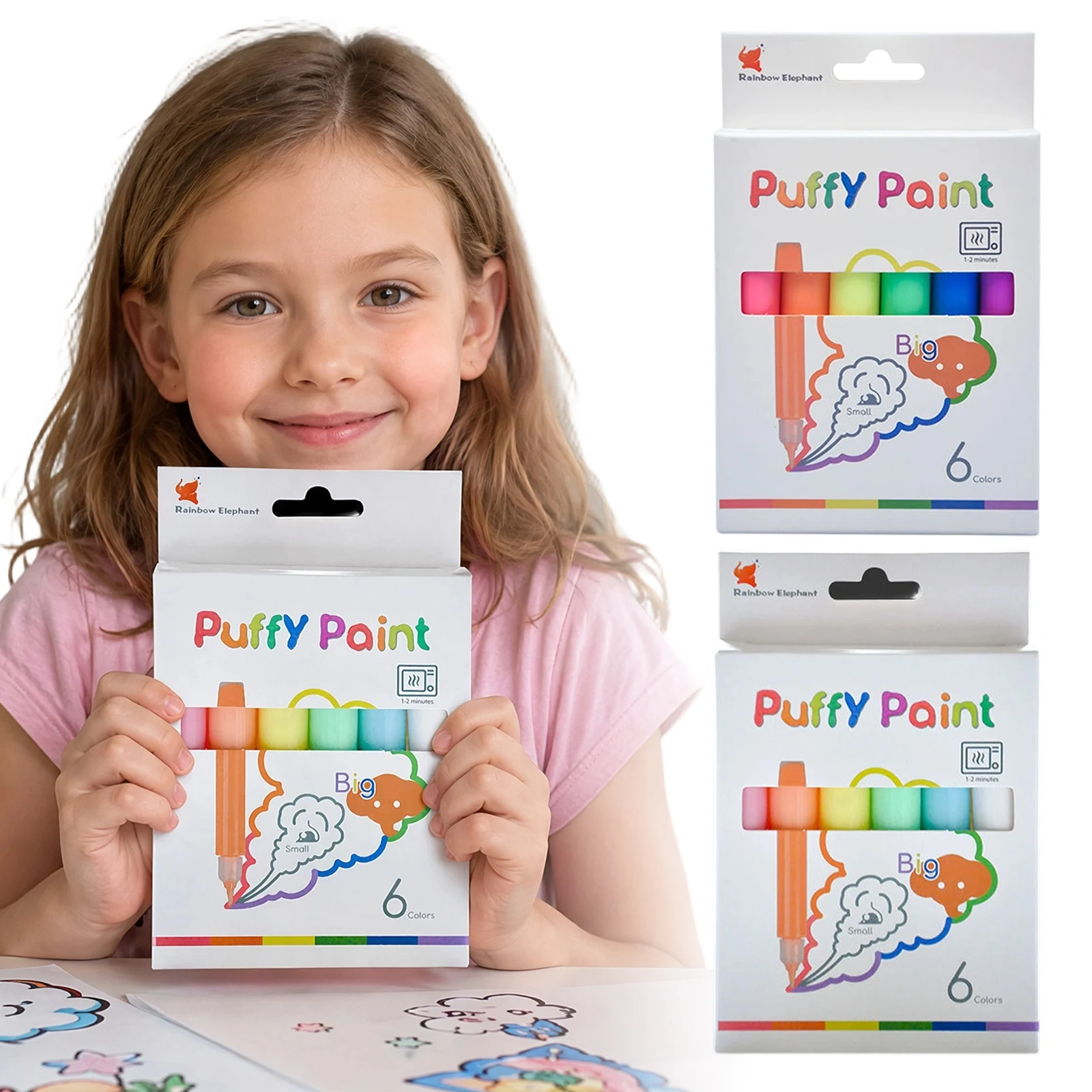 Greeting Card Craft Pens 6 Colors 3D Puffy Heat Activated DIY Bubble Doodle Art Markers Youth Pens