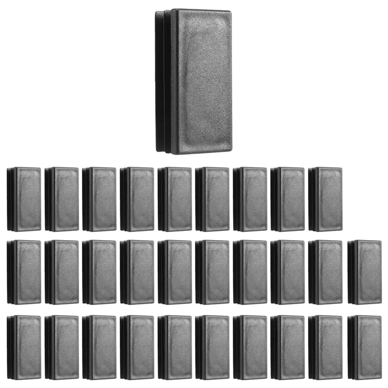 

A93Z Plastic Rectangle Blanking End Tube Caps Inserts 25X50mm 30Pcs Black