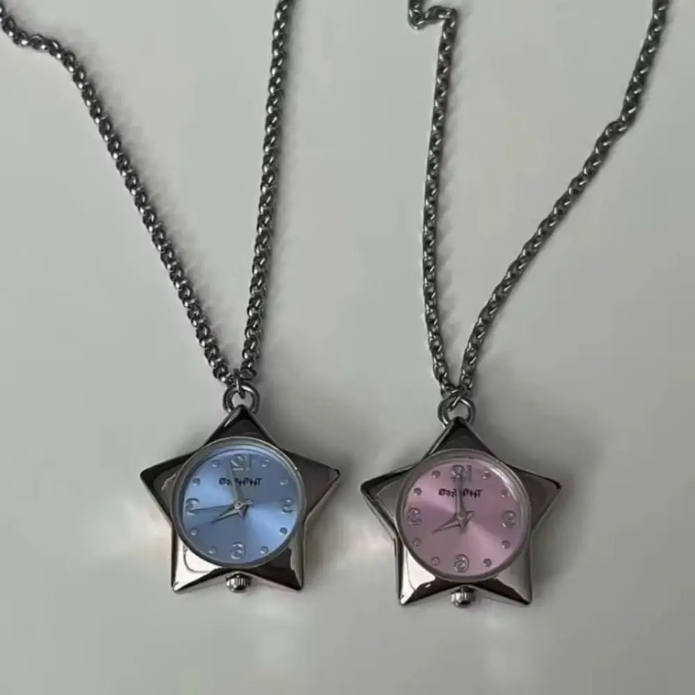 Heart-shaped Star Pocket Necklace Zinc Alloy Flexible Length Y2K Necklace Bag Charms Vintage Clock Pendant Casual Outfits
