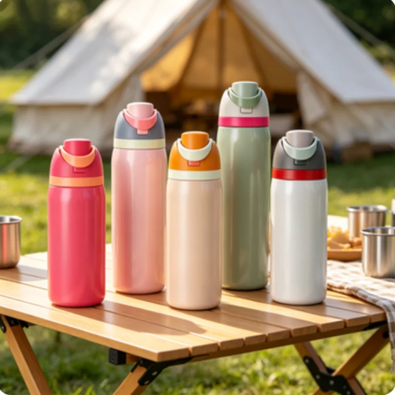 304 Stainless Steel Vacuum Insulated Water Bottle, One-Button Open Dual Drink Mug Portable for Car Outdoor 480/710ml
