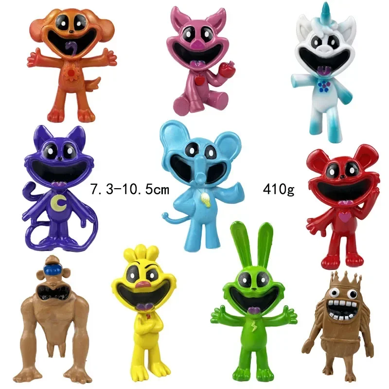 Ensemble de figurines de créatures souriantes pour enfants, chat souriant, chien de sieste, catnap de jour, figurine de chien, jouets modèles, cadeaux d'anniversaire, 1-16 pièces