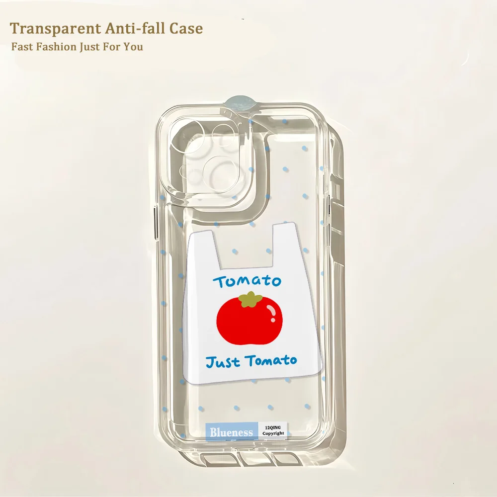 Cartoon Tomato Bag Ins Phone Case For Samsung Galaxy A55 A35 A25 A15 A05s A54 A24 A14 A06 A05 A13 A53 A33 A23 4G 5G Back Cover