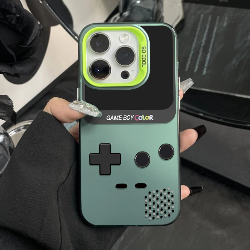 Clássico retro g-gameboy laser caso de telefone para iphone 12 11 13 14 15 16 max pro plus imd à prova de choque silicone coque