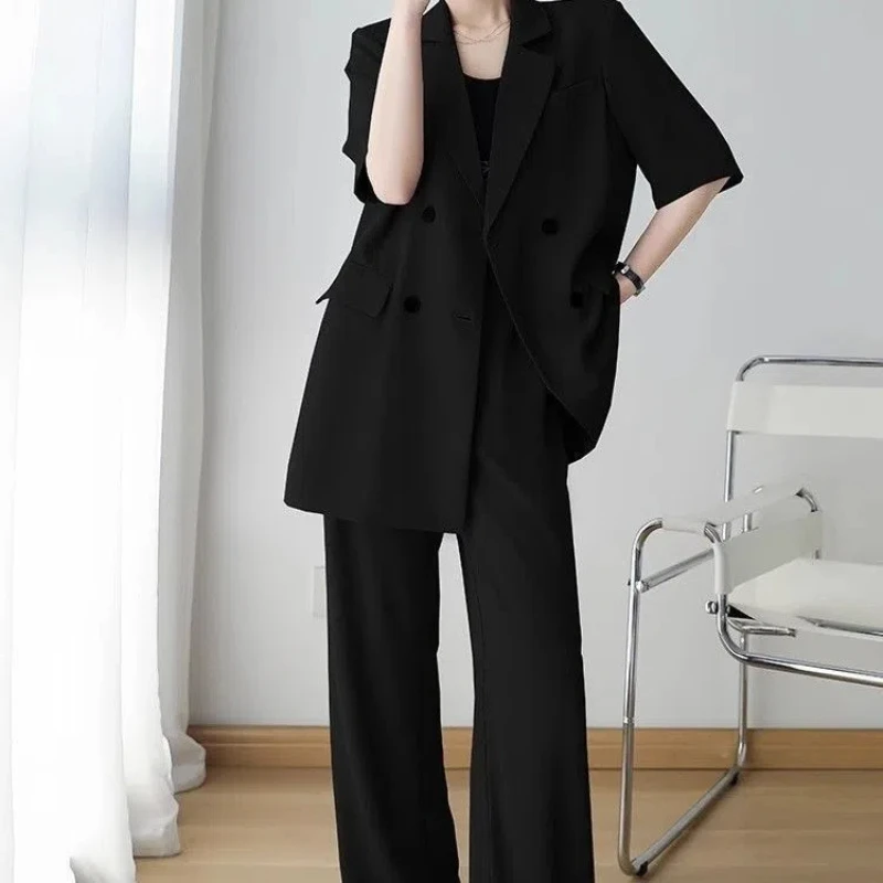 Fashion Casual Women's Set Spring/summer Korean Version Loose Fitting Slimming and Age Reducing Wide Leg Pants Two-piece Set