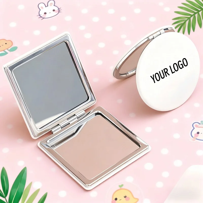 【Logo Custom】50Pcs Customized PU Leather Mirror Double-sided Makeup Mirror Daily Makeup Repair Customized Beauty Tool