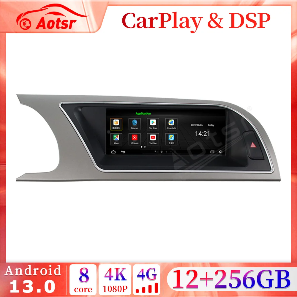 Carplay 4G 2Din Android 13 Autoradio für Audi A5 2009–2012 Multimedia-Video-Player GPS DSP Autoradio