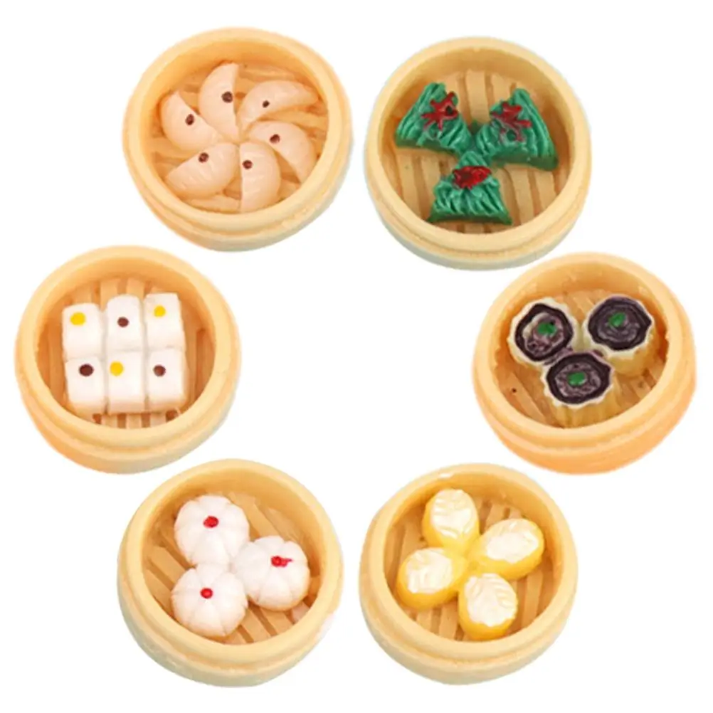 

6 Pcs Miniature Food Toy Resin Steamed Bun Model High Simulation Ornaments Color Mini House Decoration