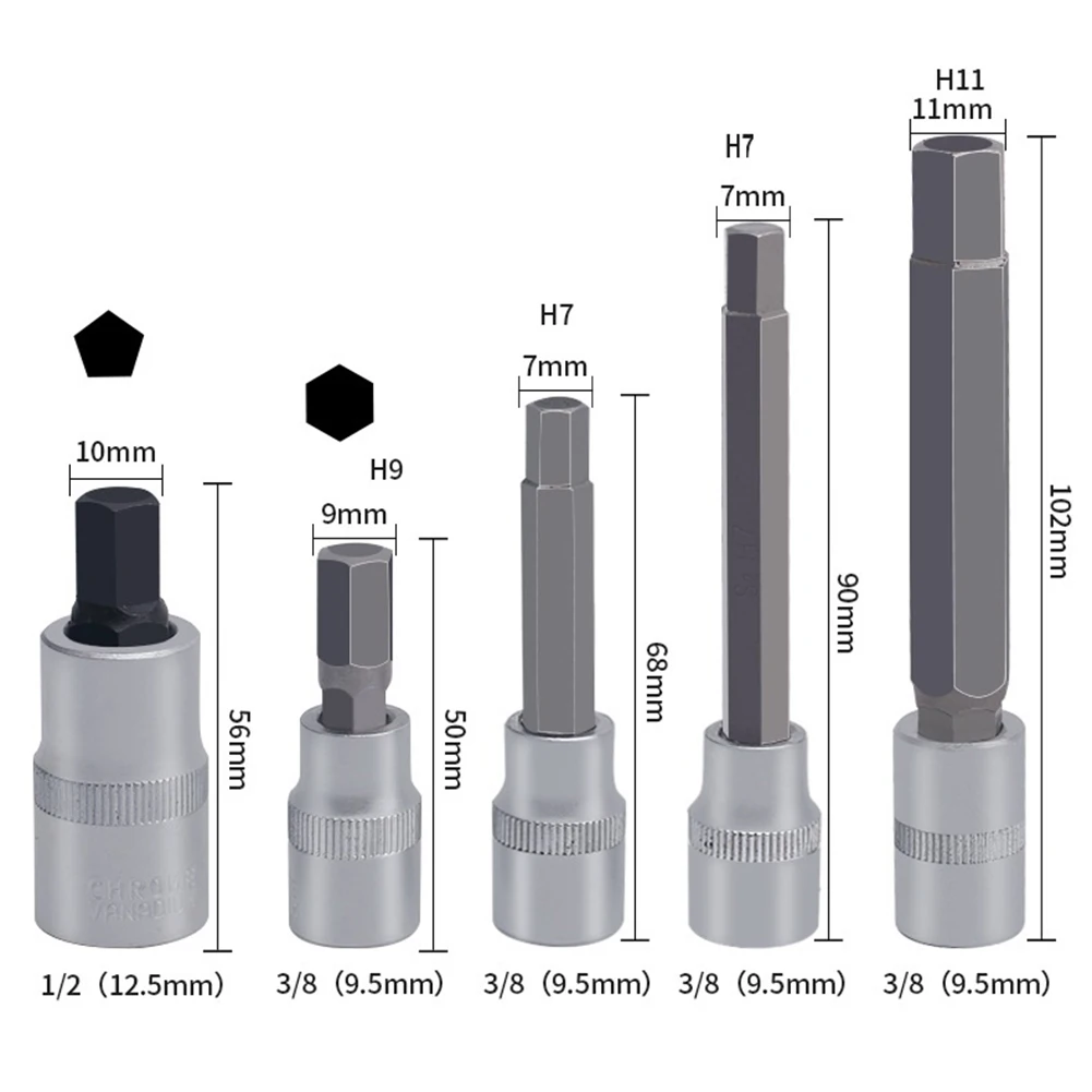 

Набор из 17 специальных адаптеров для гаечных ключей тормозных суппортов с квадратным приводом 1/2 и 3/8 дюйма, шестигранными и пятигранными головками