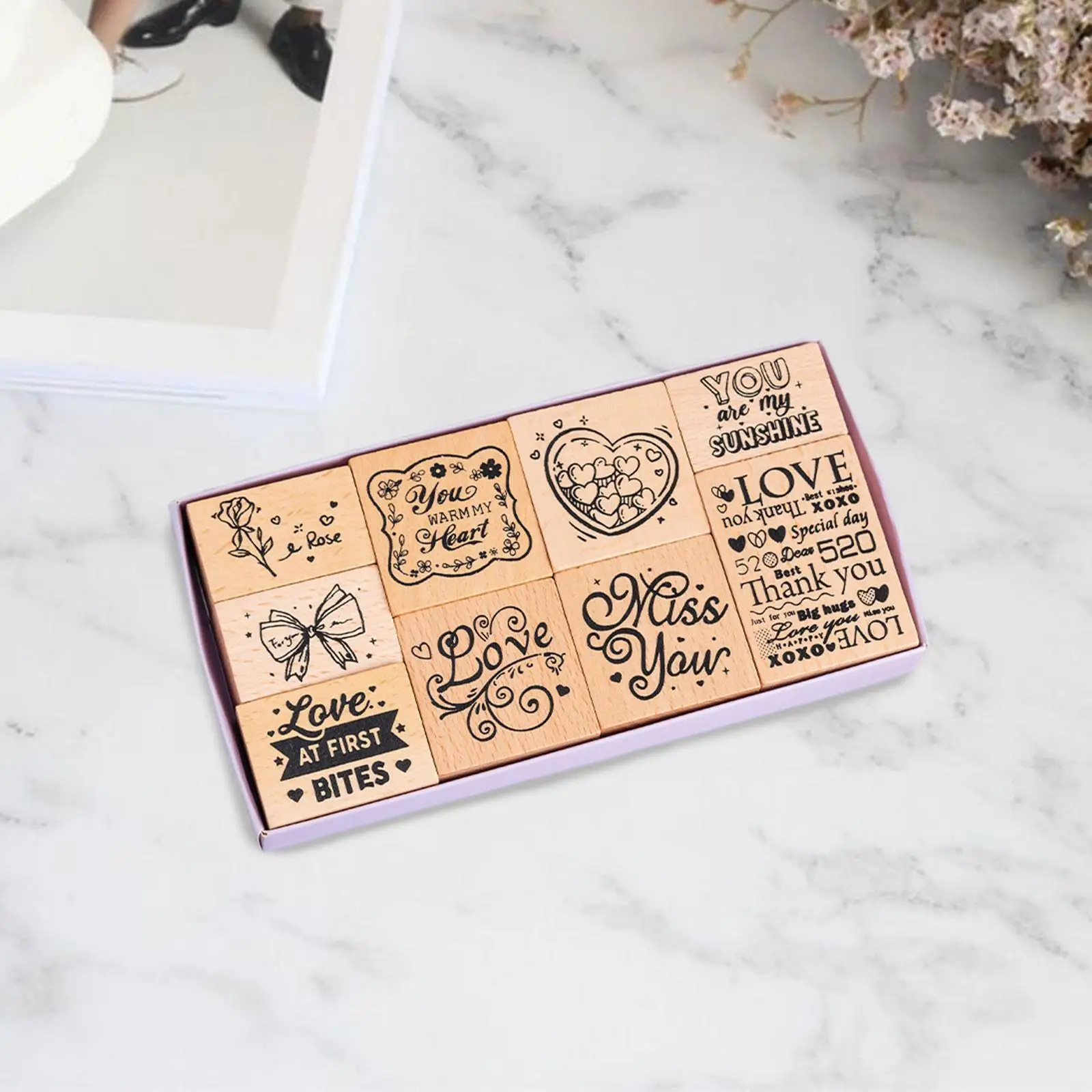 

Wooden Rubber Stamps DIY Valentine's Day Stamps for Scrapbook Crafting Diary