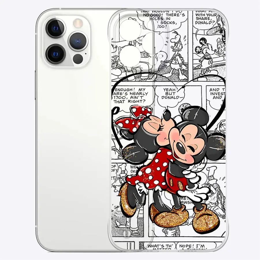 Disney mickey minnie myš telefon pouzdro pro iPhone 16 pro 13 pro maxi 14 15 11pro 12 pro maxi průhledná průhledný natvrdo zpět zakrýt