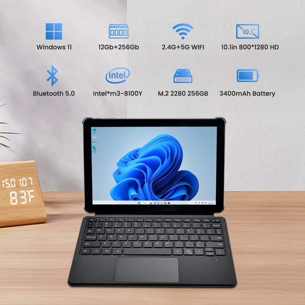 10.1 inch 2in1 laptop tablet with touchscreen Backlit keyboard 12G RAM 256G ROM Metal body Windows11 for business laptop
