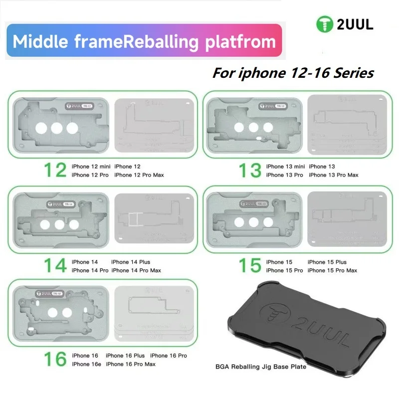 قاعدة 2UUL BH13 MIDREBALL 5in1 قاعدة منصة Rebيعادل المغناطيسية لهاتف iPhone 12-16 سلسلة إصلاح طلاء القصدير المغناطيسي في منتصف الطبقة