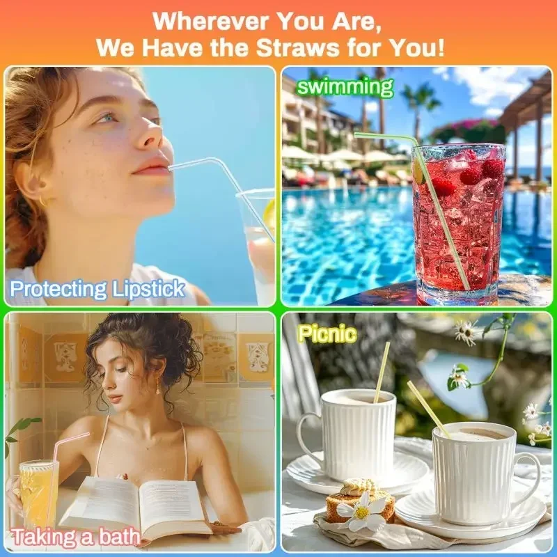 Disposable Plastic Curved Drinking Straws Reusable Child Straw for Drinks Colorful Drinking Tube Multi-time Straw Party Supplies
