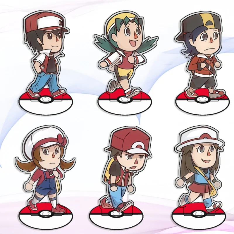 

Recycled Acrylic Standees for Pokemon Ash Ketchum Ethan Kris Silver Lyra Desk Decoration Decorative Creativity Cute Gift15cm