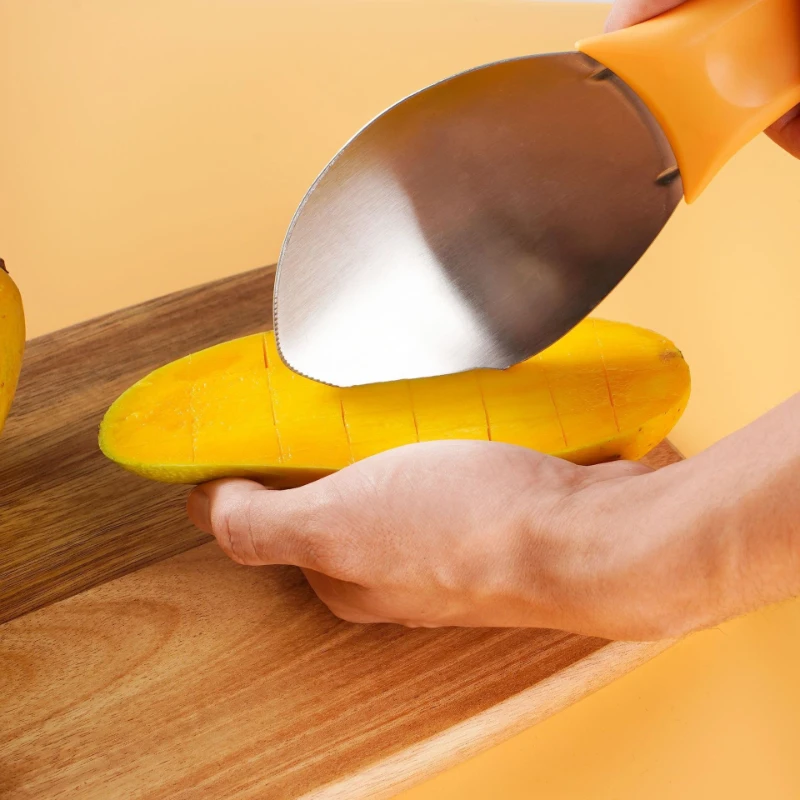 Mango Cutter Dicing Spoon Multifunctional Fruit Peeler Separator for Mango Peeling Cutting and Scooping Fruit Tool