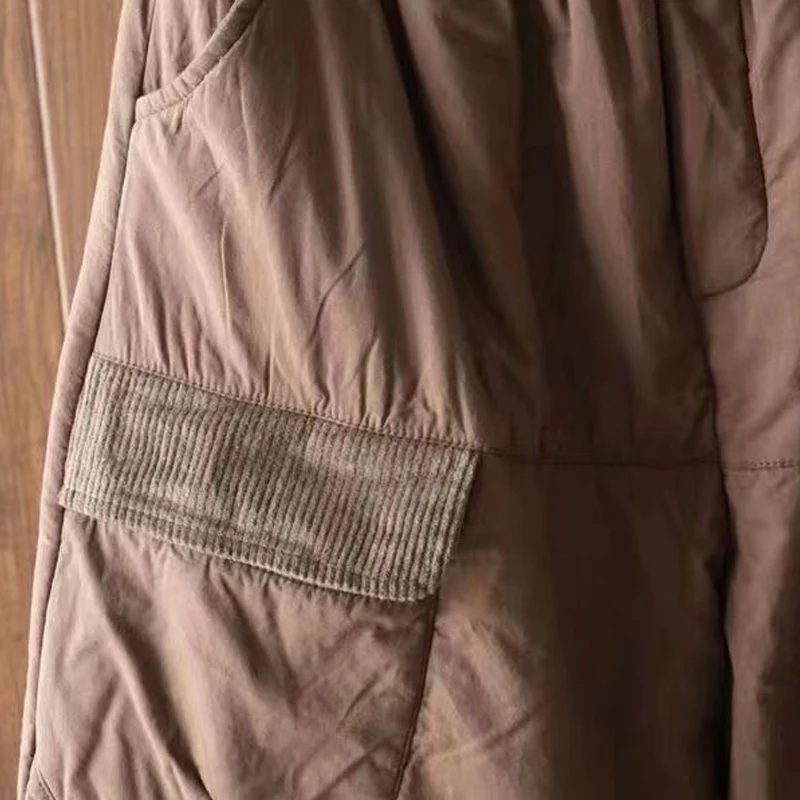 Losse katoenen joggingbroek voor dames, herfst-casual broek, dubbele zak, elastische taille, modieuze vloerlange broek