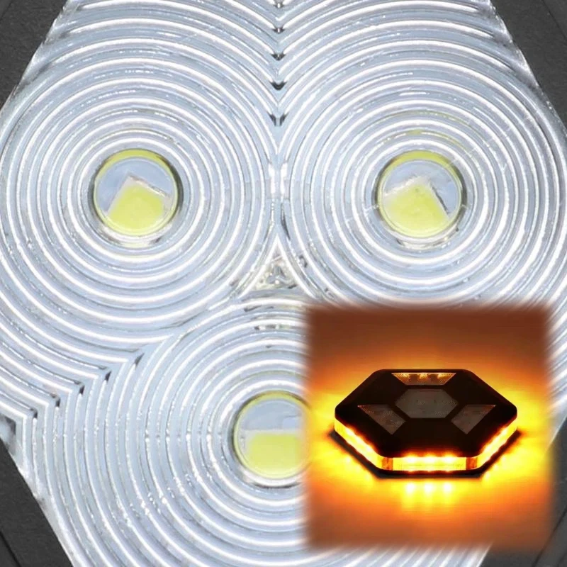 Magnetic Rotating LED Warning Light Rechargeable Dual-Color Yellow/White Flashing Car Traffic Safety High-Visibility Signal Tool