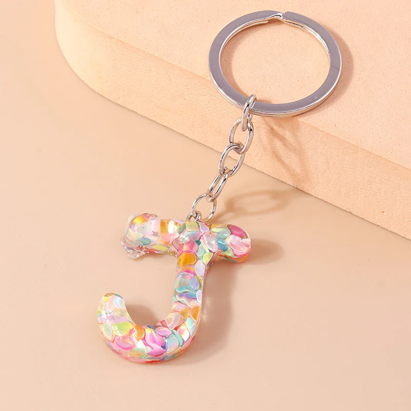 Bunter Acryl-Glitzer-Alphabet-Schlüsselanhänger mit 26 Initialen, A-Z-Buchstaben, Schlüsselanhänger, Anhänger für Frauen und Mädchen, Taschenanhänger, DIY-Schmuck, Geschenke – Detail 15