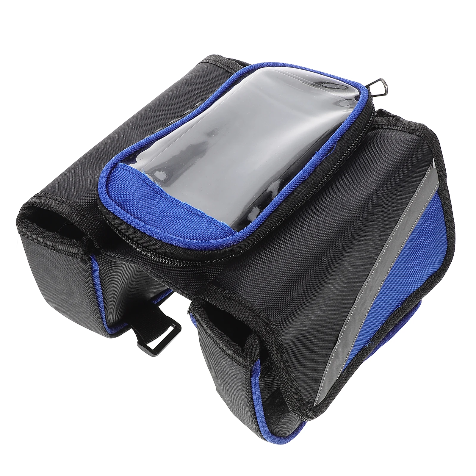 

Bike Phone Bag Bicycle Frame Bag Front Mount Waterproof Oxford Cloth Storage Pouch for Keys USB Cable Triangle Design