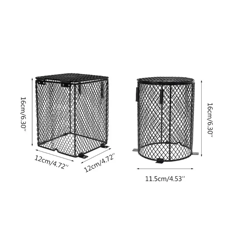 Reptile Heater Guard Heating Lamp Mesh Cover Anti-scald Lampshade Ceramic Light Bulb Protector Cylinder & Square Shaped