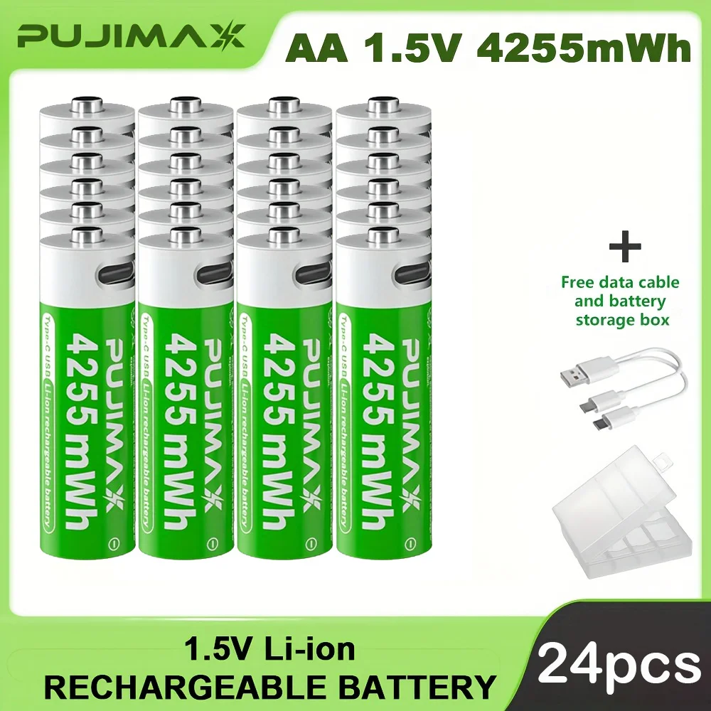 PUJIMAX 4255 mWh AA 1,5 V oplaadbare lithiumbatterij Hoge capaciteit 1500 cycli voor afstandsbedieningen Drones Weegschalen Grote capaciteit