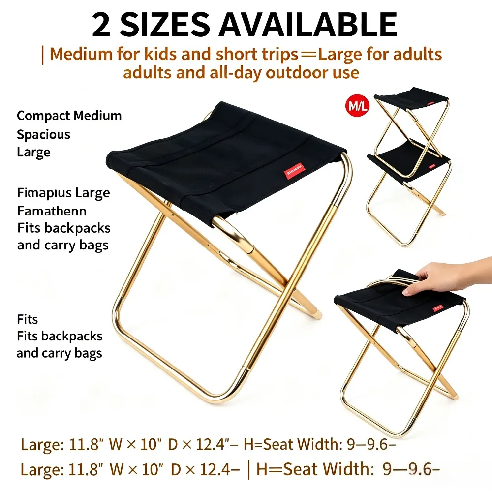7075 Aluminum Alloy Folding Stool Portable Outdoor Chair Lightweight Camping Fishing Stool for Hiking Climbing Barbecue