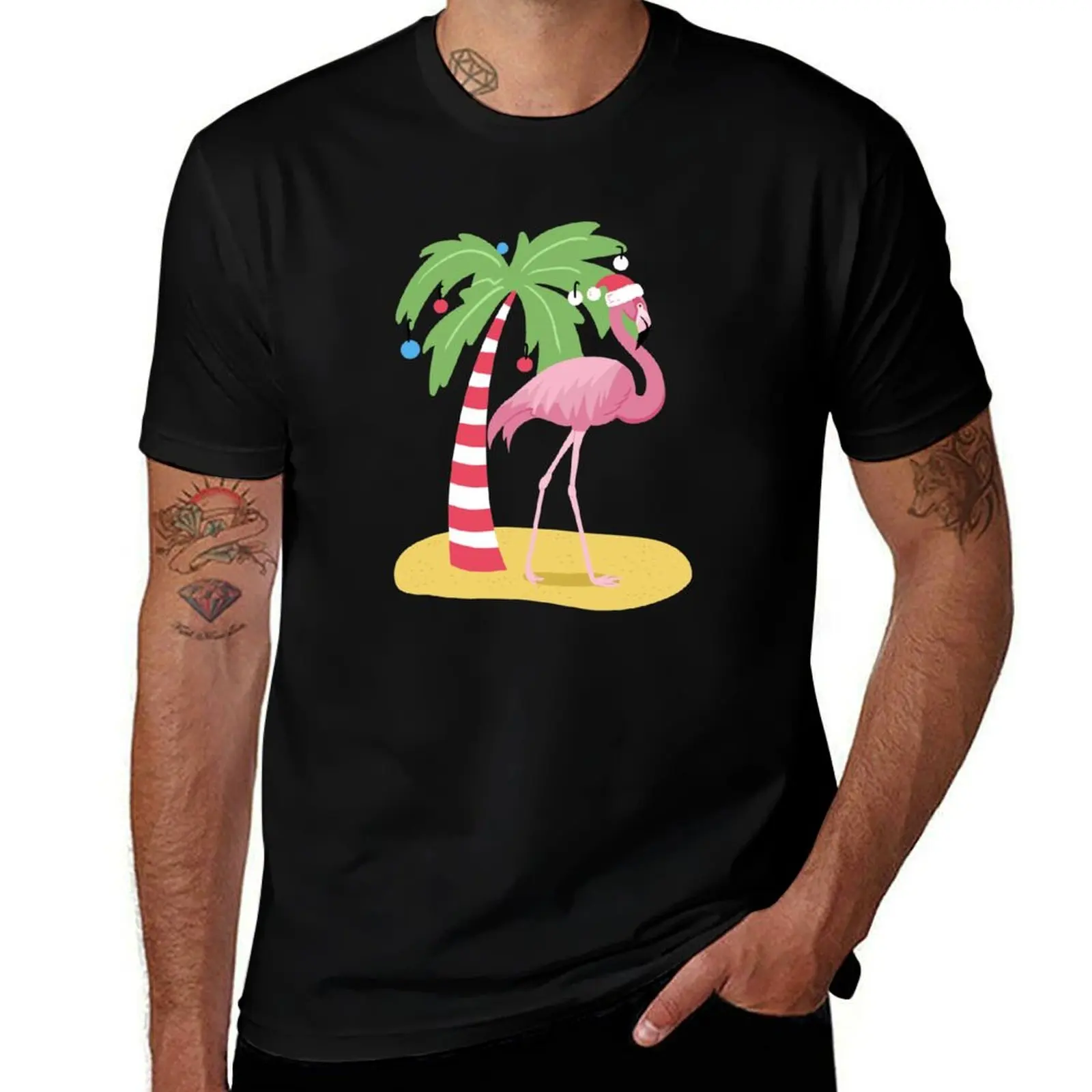 

Vintage Flamingo | Tropical Christmas T-Shirt man graphic t shirt t shirts for man graphic tees T-Shirt