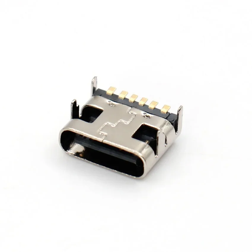 1-50PCS 6 Pin SMT Socket Connector Micro USB Type C 3.1 Female Placement SMD DIP For PCB Design DIY High Current Charging