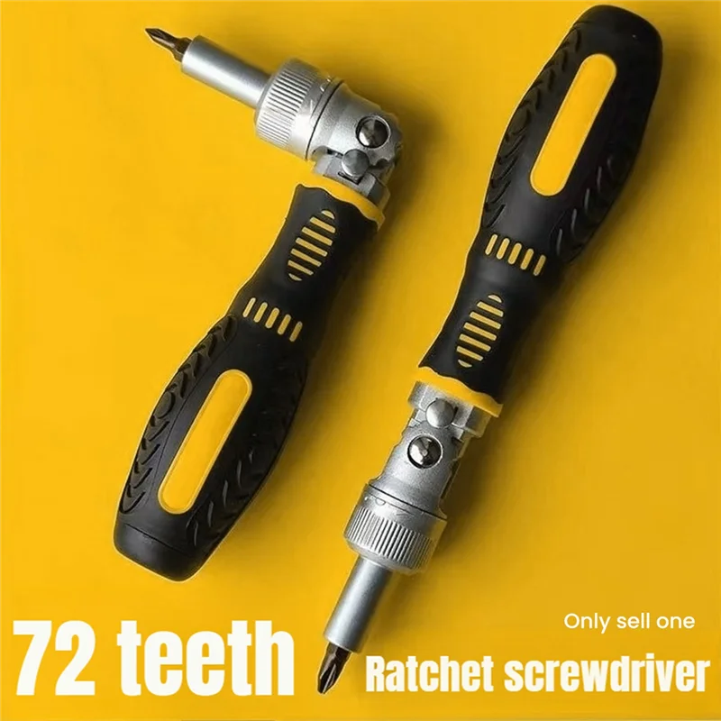 【RECOMENDAR】Household Maintenance Tool 72-Tooth Ratchet Two-Way Screwdriver Set Bendable Labor-Saving Screwdriver Kit One-Word C