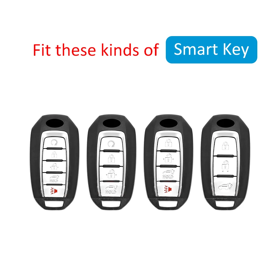 Slim Car Key Fob Case Cover Keychain Holder For Infiniti Q50 Q60 QX50 QX55 QX60 Accessories Black Transparent view 2