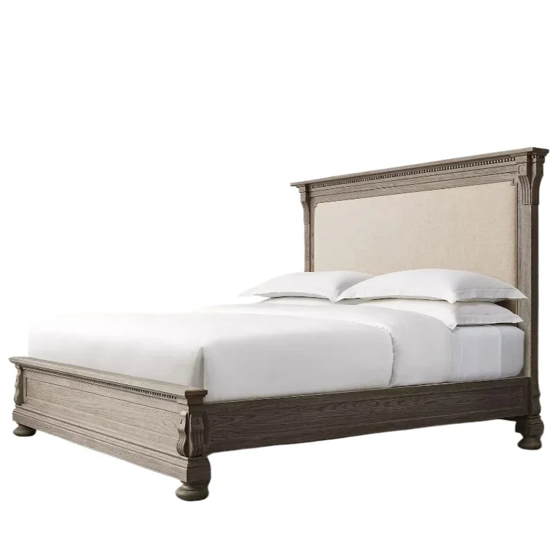 

American French country solid wood bed 1.5 meters 1.8 meters double bed bedroom retro old oak furniture