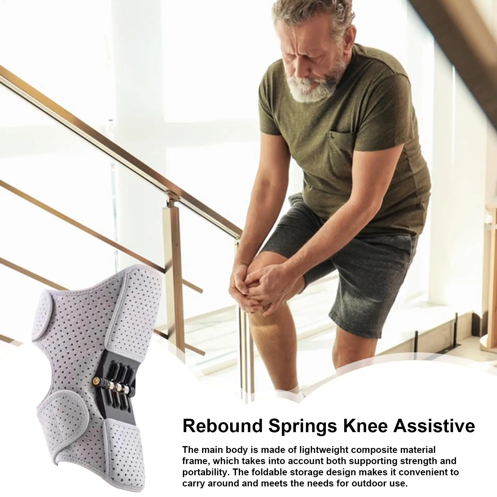 Knee Booster Device Breathable Knee Stabilizer Braces Adjustable Spring-Powered Joint Support For Climbing Stairs Elderly Walk