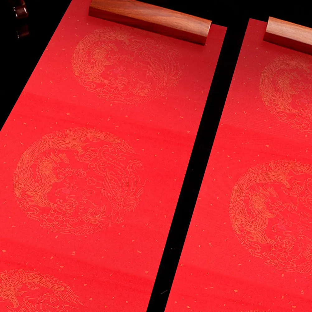 

1 рулон красной бумаги для китайской каллиграфии, для написания новогодних куплетов, декоративный чистый свиток, легкий и портативный