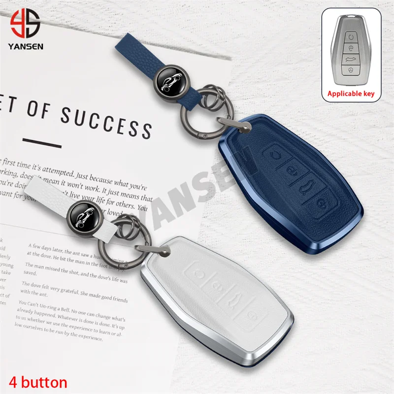

Alloy Leather Key Case Cover For Geely Xingyue Renault Grand Koleos Remote Key Protect Shell