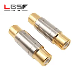 2pcs All copper gold-plated RCA straight head RCA plug lotus straight head video audio RCA female to female