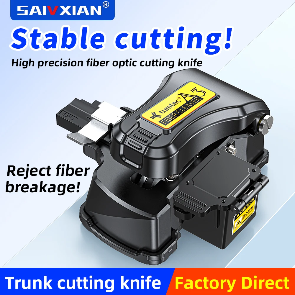 SAIVXIAN A3 Tumtec One-step Knife Optical Fiber Cutter High Precision Fiber Cleaver with Scrap Box Fiber Optic Cleaver Cutting