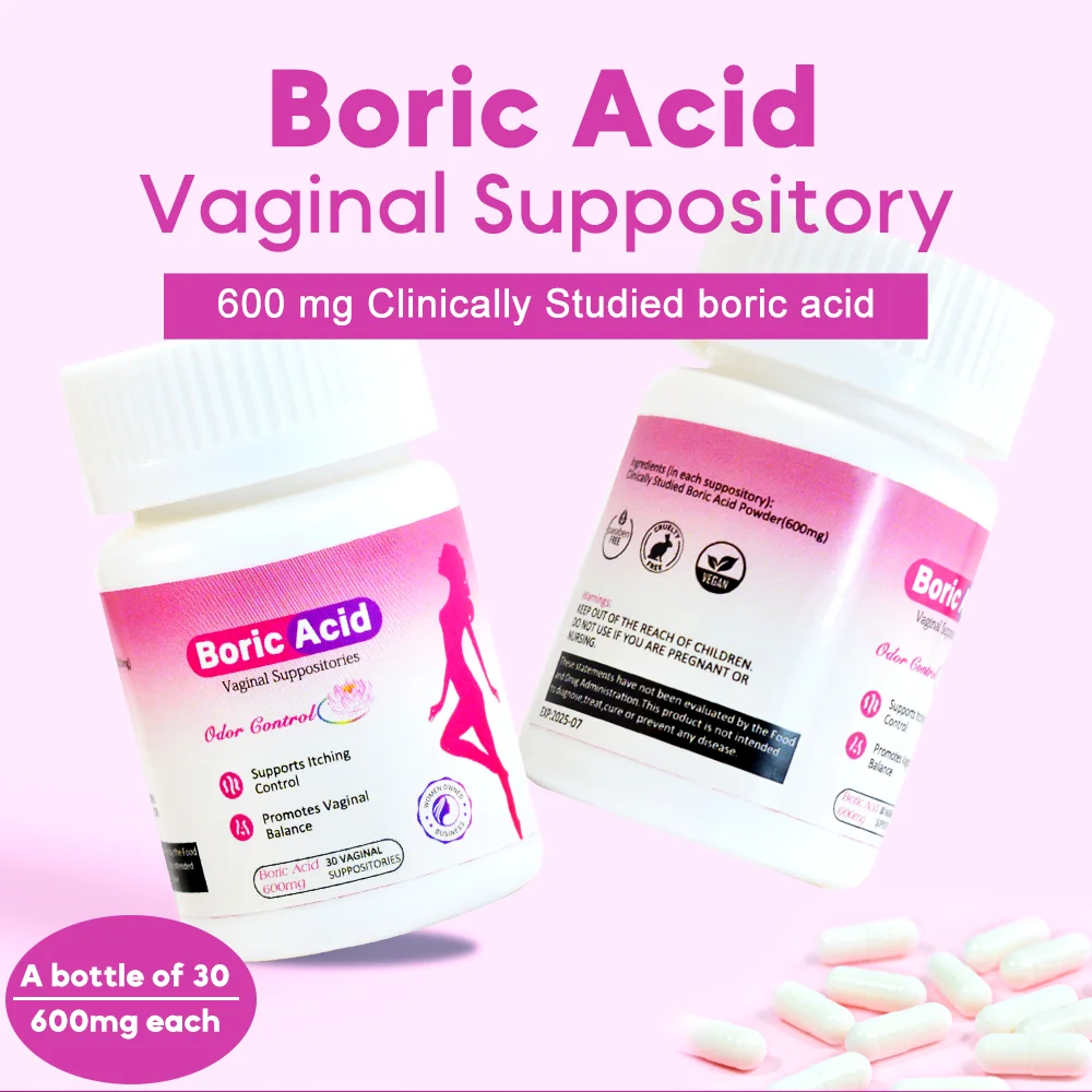 (30 Count) Bacterial Vaginosis Relief Boric Acid Vaginal Suppositories Boric Life Intimate Health Support PH Balance Pops