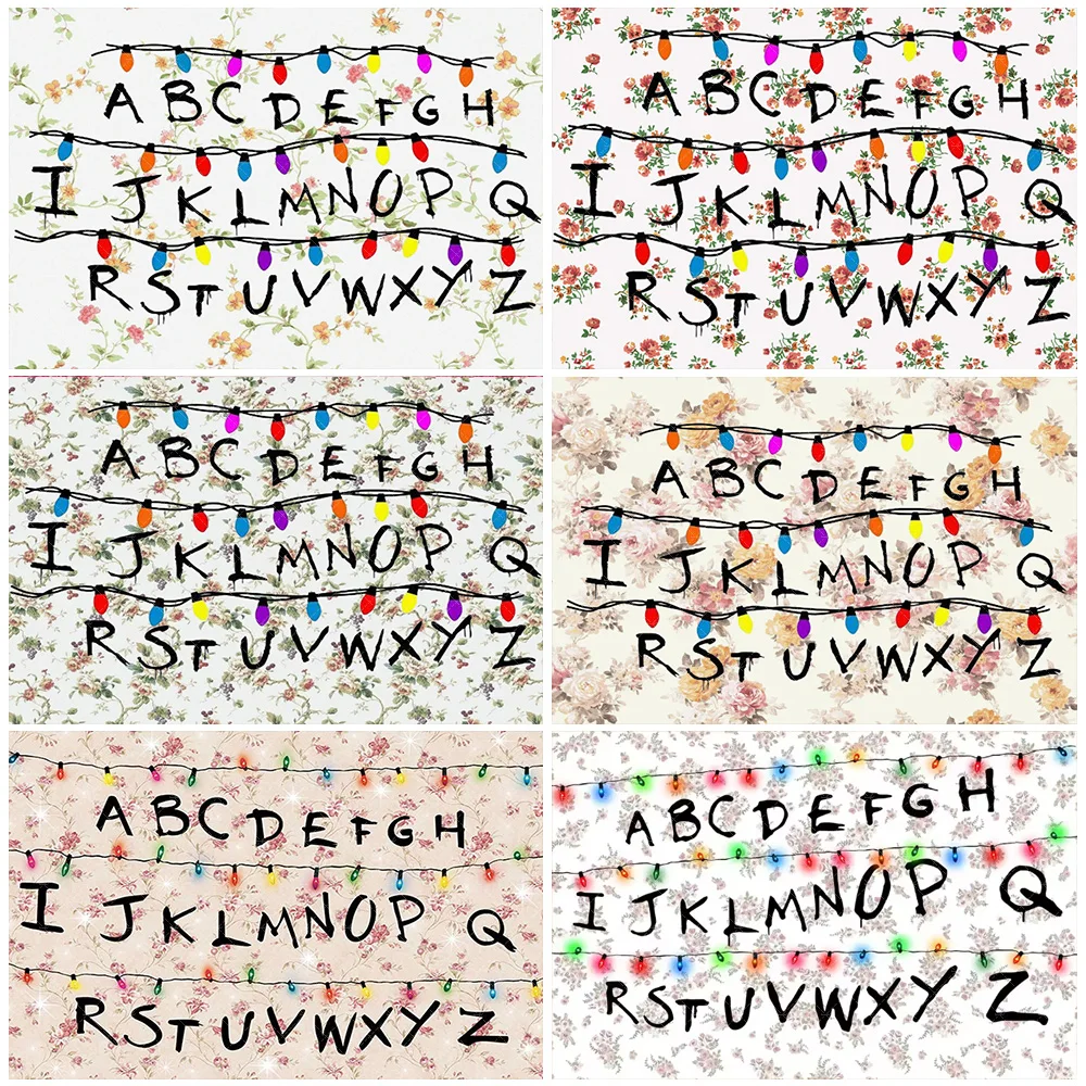 

American TV Theme Background LED Strip Colorful Lights Alphabet Episode Series Backdrop Vinyl Banner Party Decorations Supplies