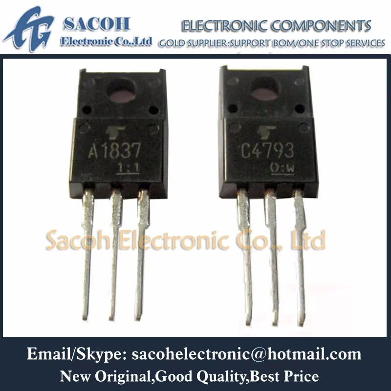 

Made In China 10Pairs(20Pcs)/Lot 2SA1837 A1837 + 2SC4793 C4793 TO-220F 1A 230V 20W Power Amplifier Transistor