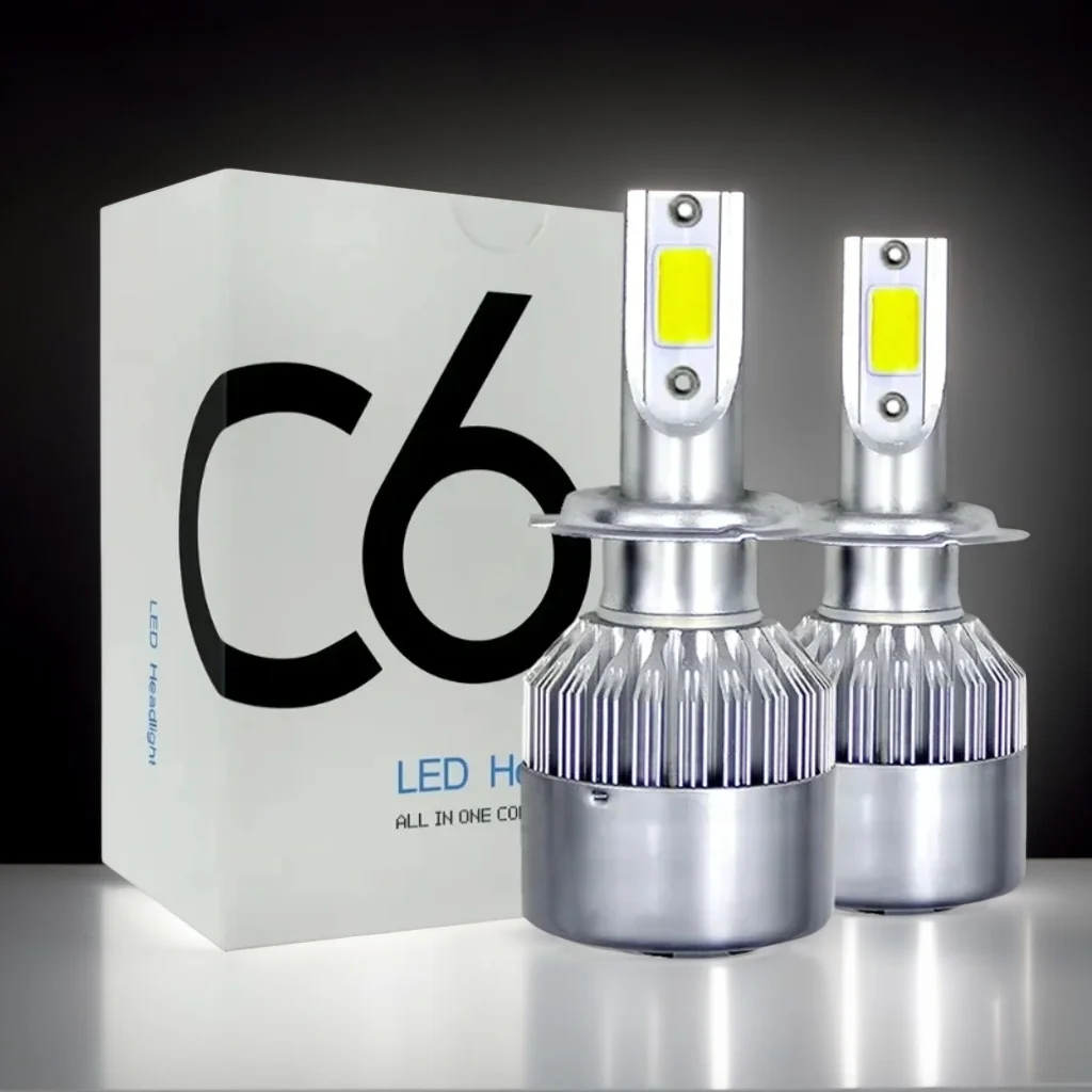 

​ ​ Ультра-яркие светодиодные фары C6 — 72 Вт, 7200LM H4/H7/HB4, лампы ближнего/дального света (2 шт.) ​ ​