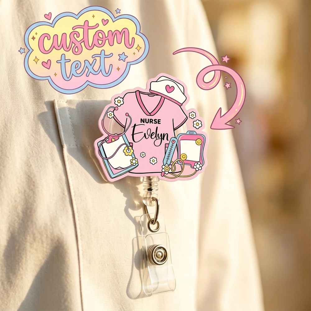 1pc Custom Nurse Scrub Acrylic Badge ID Card Holder,Medical Student Intern Card Holder,Nurse’s Day Gift,Hospital Staff Souvenir