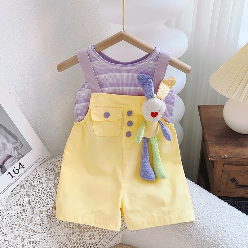 Girls Clothes Set Summer Sleeveless T-shirt+Shorts Fashion Korean Cute Children Clothing Suits Toddler Girl Outfits Set 2-7Y