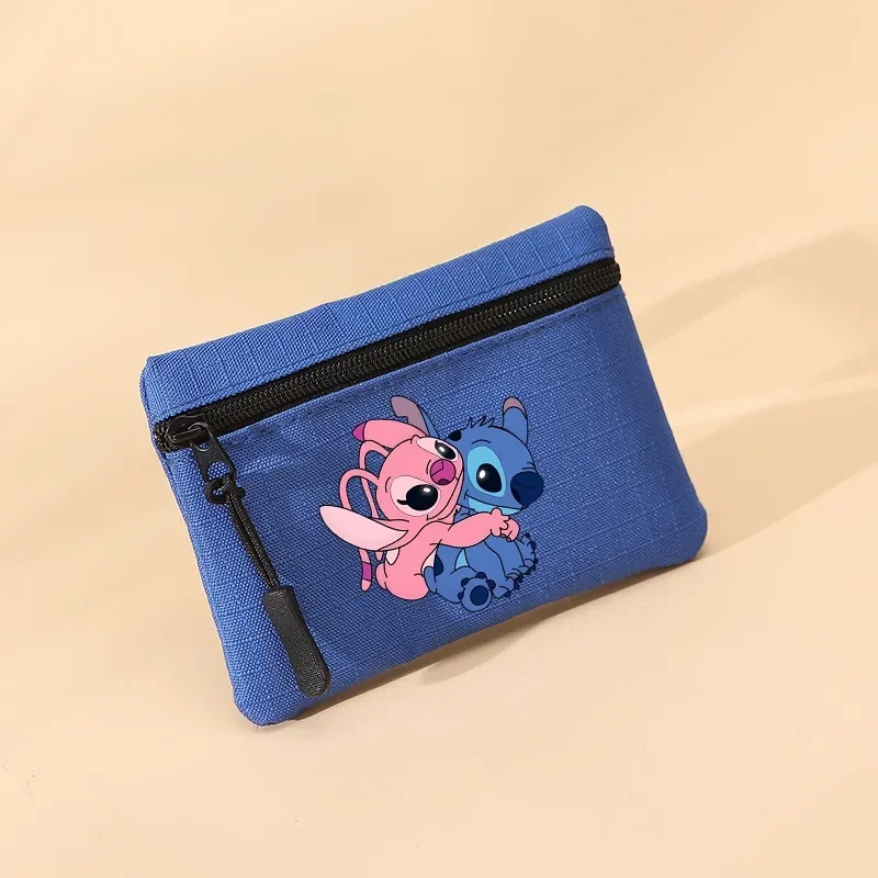 Lilo & Stitch Coin Purse Angel Mini Wallet Cartoon Zipper Small Purse Coins Organization Child Gifts Money Bag Light Portable