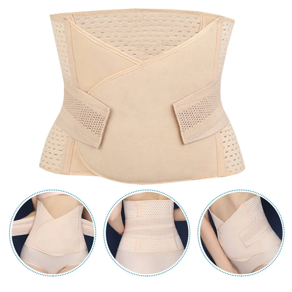 

Postpartum Belly Band Shapewear Pregnancy Skin Color Slimming Waist Belt Elastic Hollow Mesh Design