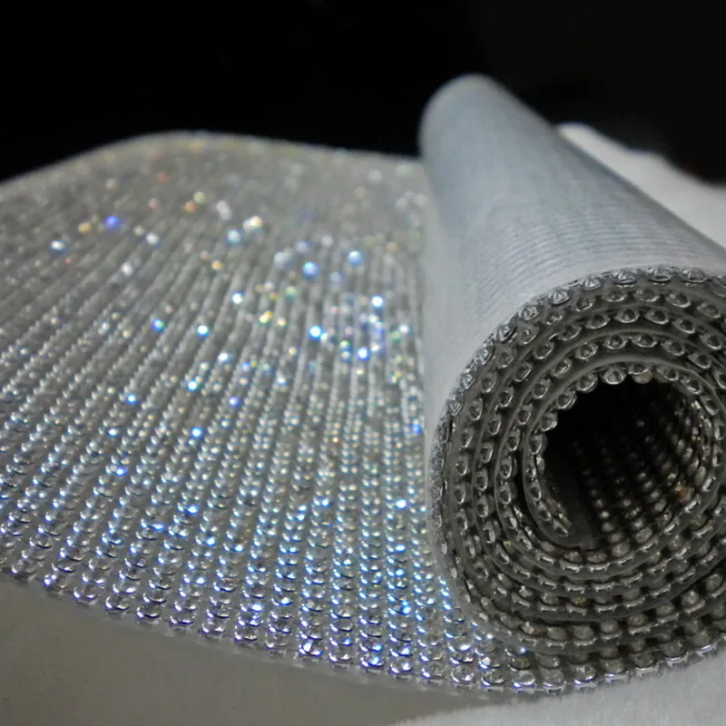 1sheet Crystal Sparkle Hotfix Rhinestone Wrap Mesh Crystal AB Silvery Metal Base Strass Trim Textile Hot Fix Rhinestones Sheet
